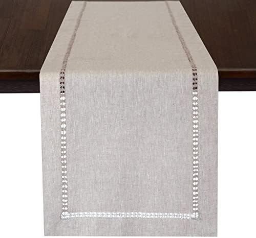 Grelucgo Farmhouse Solid Natural Color Hand Hemstitched Pure Linen