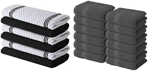 Infinitee Xclusives Premium Black Kitchen Towels – Pack of 6, 100%