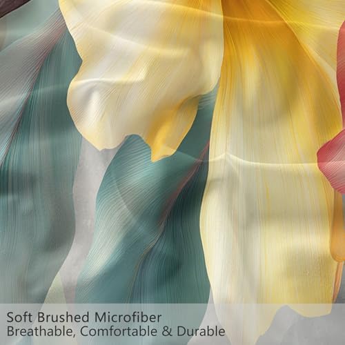Duvet Cover Set Zipper Closure Gray Queen Quilt Cover Set Tropical