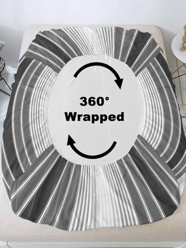 Gray Vertical Stripes Twin XL Fitted Sheet Set, Retro Simple Neutral