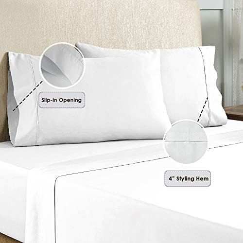 Pizuna Pure 100% Cotton Queen Pillow Cases 800 Thread Count White