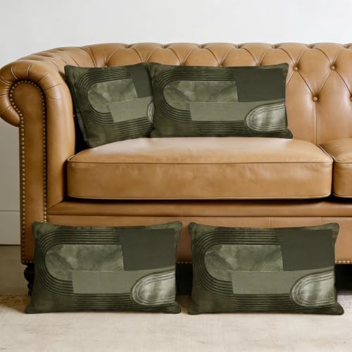 Abstract Art Throw Pillow Covers, Modern Olive Green Textured Relief