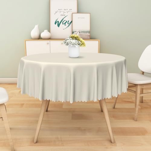 Off White Round Tablecloth 70 Inch Solid Color Fabric Table Cloth
