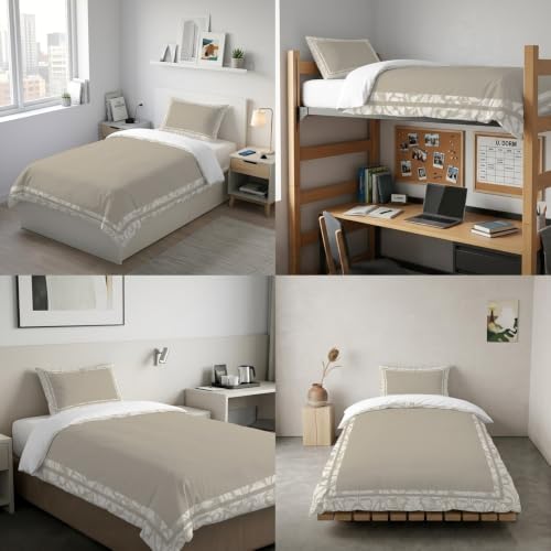 Beige Boho Duvet Cover Queen Size,Quilt Cover 90"x90" with Zipper