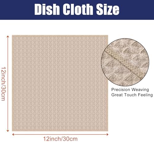 Homaxy Microfiber Waffle Weave Kitchen Dish Cloths, 8 Pack, Beige