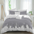 3 Piece Abstract Grey Duvet Cover Set Queen Size, Microfiber