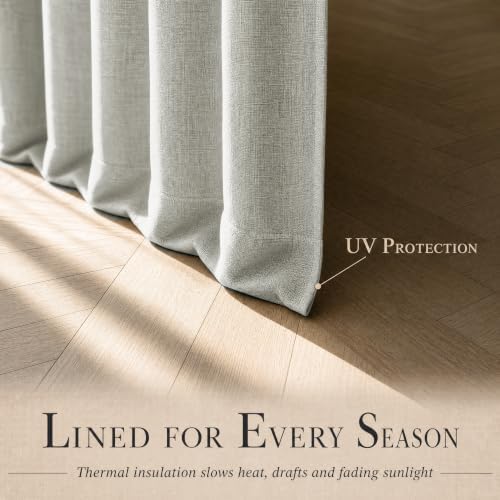 DECOLURE 100% Blackout Linen Curtains 120 Inches Long | Light Beige