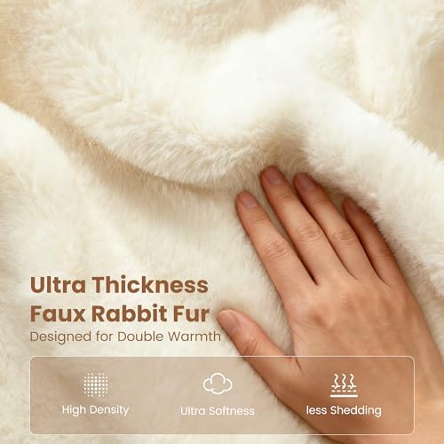 Sophia & William Dual-Sided Faux Rabbit Fur Throw Blanket, 90" x 90"