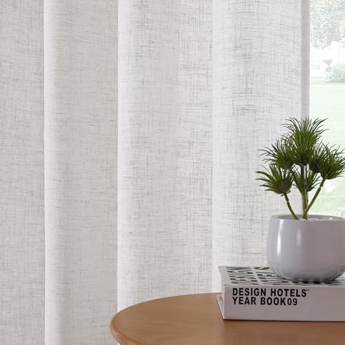 H.VERSAILTEX Light Filtering Linen Curtains 63 Inch Bedroom, Natural