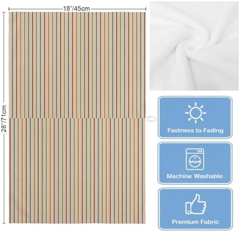 Vintage Beige Stripes Kitchen Towels Set of 3, Water Absorbent Dish