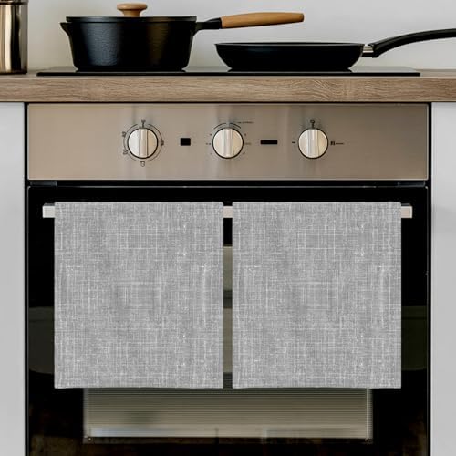Grey Kitchen Towels Set of 4, Absorbent Microfiber Soft Dish Hand Tea