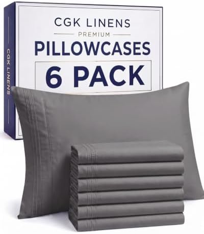Standard Pillow Cases Set of 6 - Ultra Soft Pillowcase Covers - Dark