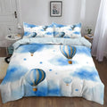 King Duvet Cover Reversible Design, Watercolor Hot Air Balloon Soft