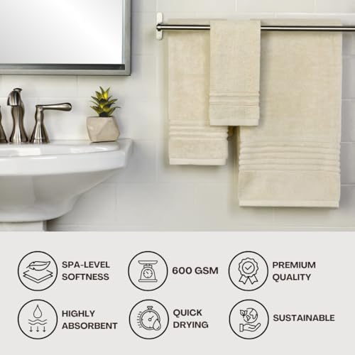 SKL Home Classic SoftTouch Cotton Premium 6-Piece Towel Set, Cream