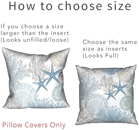 Tritard Coastal Pillow Covers Set of 2, 22x22, Blue