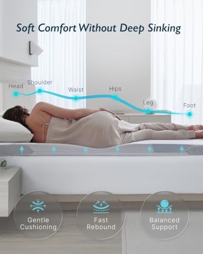 Breescape Cooling Mattress Topper Queen, 3 Inch Responsive Foam Bed