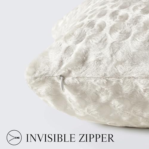 GIGIZAZA Ivory Cream 20x20 Pillow Covers Set of 2, Velvet Polka Dot