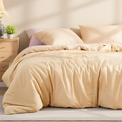 100% Cotton Comforter Set Queen Size – Sandy Beige, Linen-Like