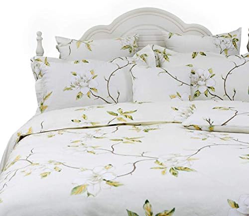 FADFAY White Floral Duvet Cover Set 100% Cotton Farmhouse Bedding with