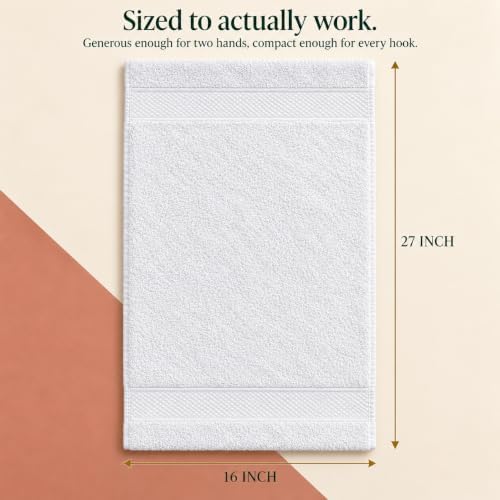 100% Cotton Hand Towels for Bathroom, Set of 6 (16"x27") - White