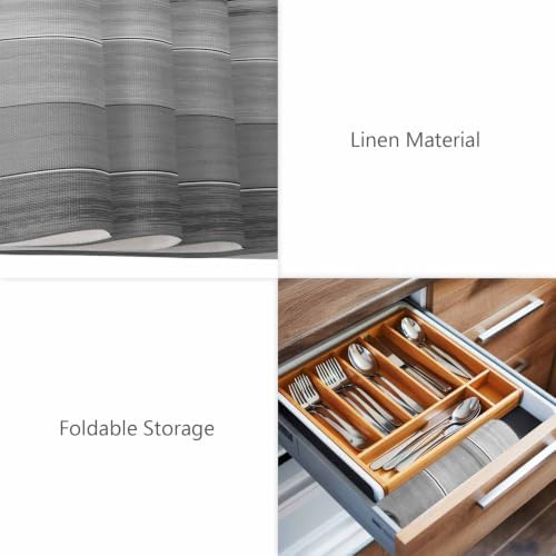 Grey Wooden Grain Placemats Set of 6 Vintage Grey Farmhouse Rustic