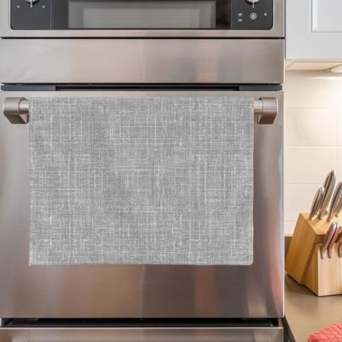 Grey Kitchen Towels Set of 4, Absorbent Microfiber Soft Dish Hand Tea