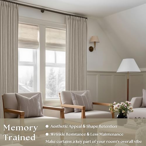 TWODRAPES Taupe Burlywood Pinch Pleated Linen Curtains 96 Inches Long