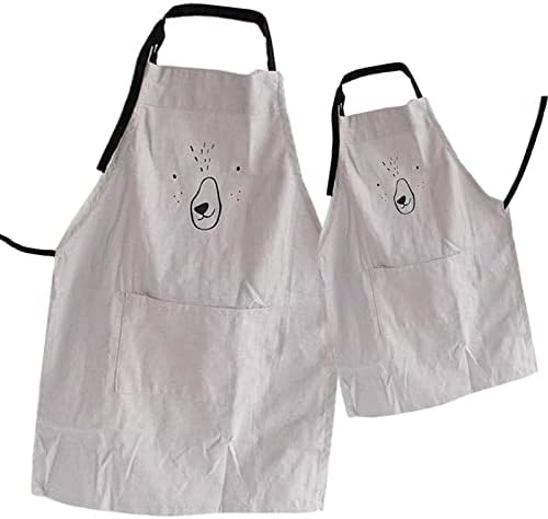 2 Pack Cotton Adjustable Parent and Child Apron with Pockets Mommy and