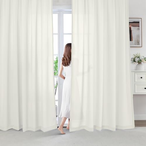 H.VERSAILTEX Sheer Curtains 95 inches Long Non-See-Through Farmhouse