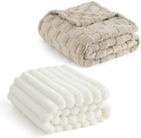 Bedsure Light Brown Fleece Blanket for Couch&King Size Blanket for Bed