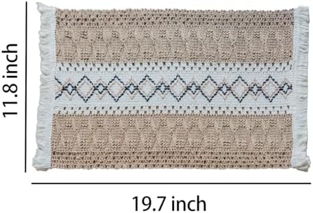 Rectangular Woven Placemats Set of 4 for Kitchen Boho Geometric