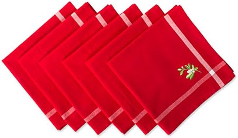 Embroidered Mistletoe 100% Cotton Oversized Napkin for Holidays