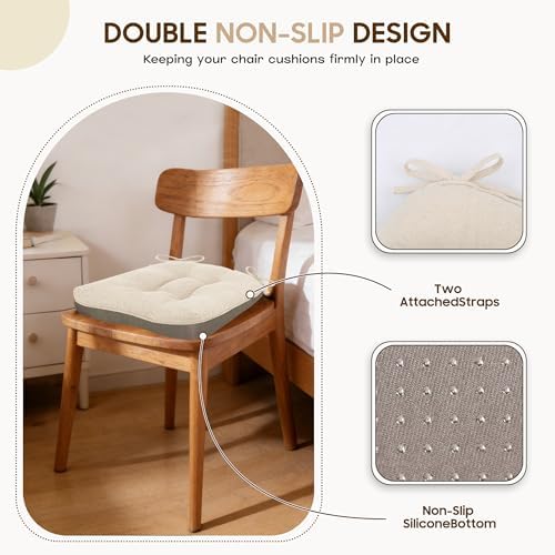 D-Shaped Chair Cushions, 4" Thick Dining Chair Pads Machine-Washable
