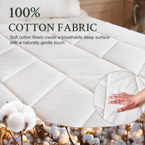 YOUR MOON Natural Wool Mattress Pad Queen Size, 100% Australian Wool