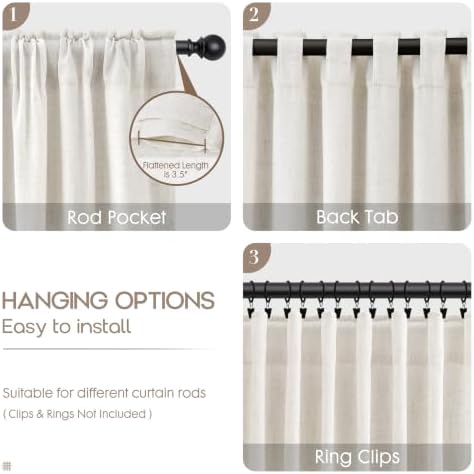 Aersas Extra Long Thick Linen Curtains 120 Inches for Living Room