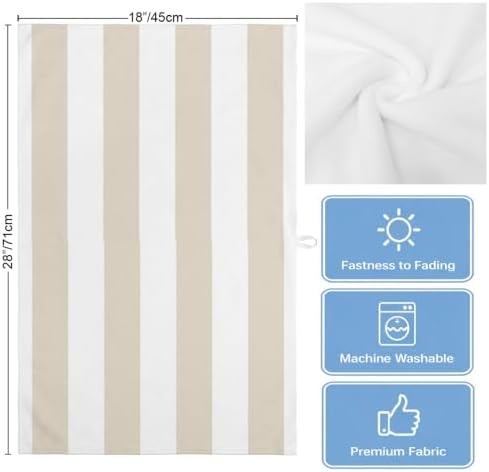 Cream Striped Kitchen Towels Set of 3, Water Absorbent Dish Towel