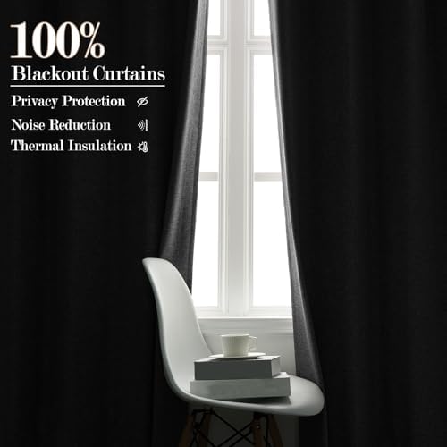 Fcosie Pinch Pleat Extra Long Linen Blackout Curtains 108 Inch Length