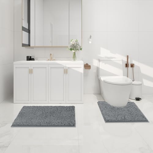 Bathroom Rugs Sets 2 Piece, Absorbent Bath Mat Set, 24"x16"+32"x20"
