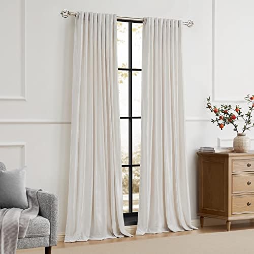 PRIMROSE Cream Ivory Curtains 108 inch for Living Room,2 Panels Drapes