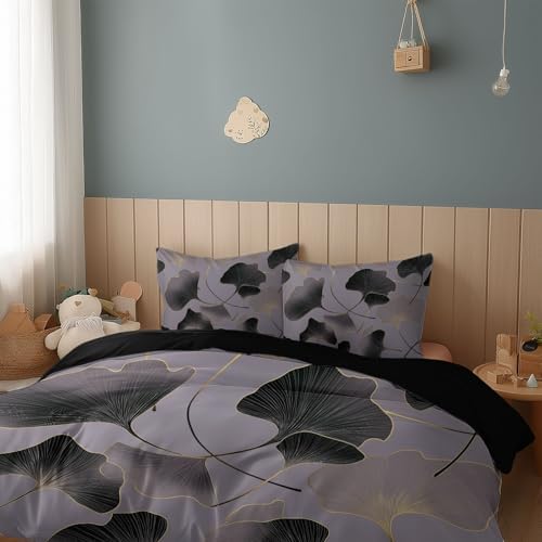 Soft Gray Texture Duvet Cover King Size, Printed Bedding Set 3 Pieces