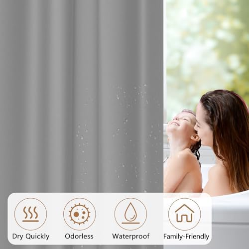 Seenus Light Grey Fabric Shower Curtain Liner with 3 Large Magnets, 72