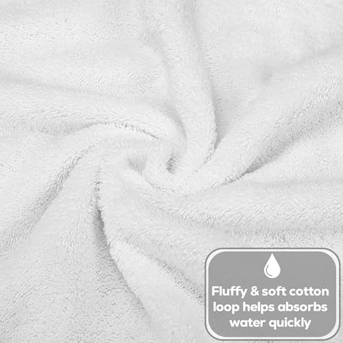 GOLD TEXTILES Premium White Hand Towels for Bathroom Bulk -100% Ring