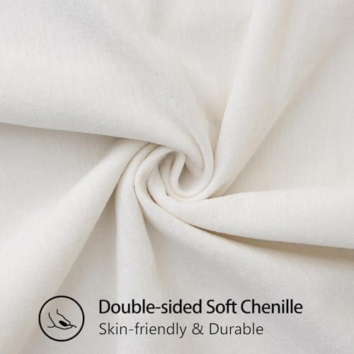 decorUhome Soft Chenille Throw Pillow Covers 20x20 Set of 2 Cream