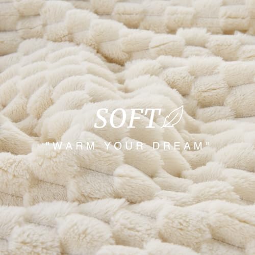 EXQ Home Cream Soft Fleece King Blanket Cozy Throw for Bed,Turtle