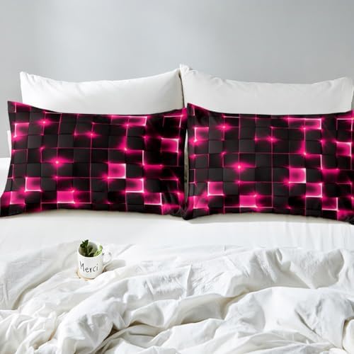 Castle Fairy Geometric Duvet Cover Queen Size,3D Abstract Modern