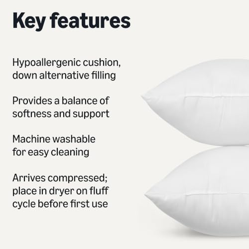 Amazon Basics Throw Pillow Insert, Down Alternative Fiberfill