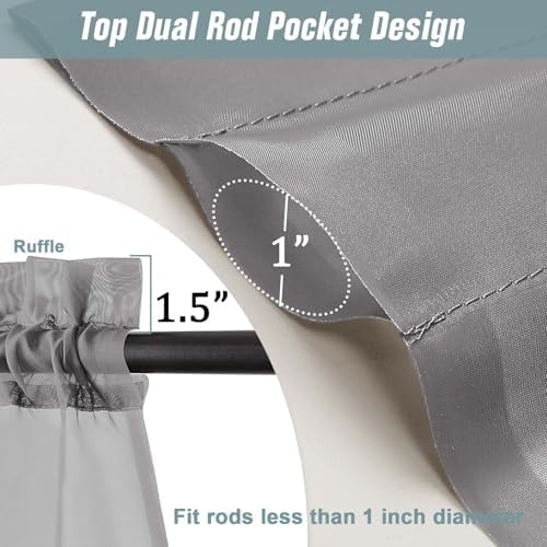 Grey Sheer Curtains 63 Inch Length 2 Panels, Voile Sheer Curtain for