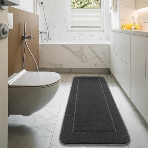 LOCHAS Luminous Non Slip Bathroom Rugs Runner 24 x 60 Inch, Dark Grey