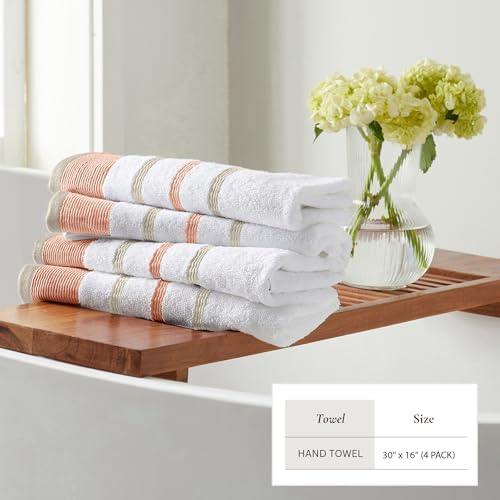 Great Bay Home Decorative Hand Towel Set - Cotton 4 Pack 26x16 Hand