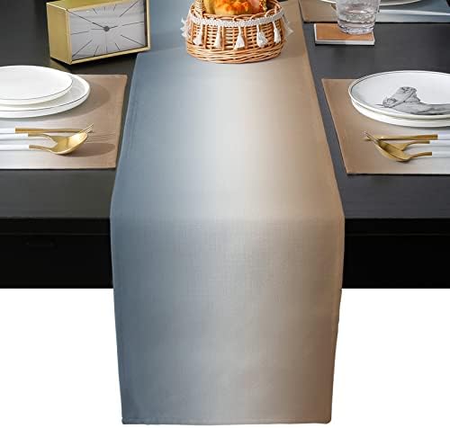 Brown Grey Table Mats Set of 6 with Table Runner 90 Inches Long